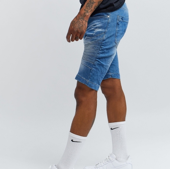 Reason Brand Beaters Moto Blue Denim Short NWT Size 32 BZ-3207 - Picture 3 of 3